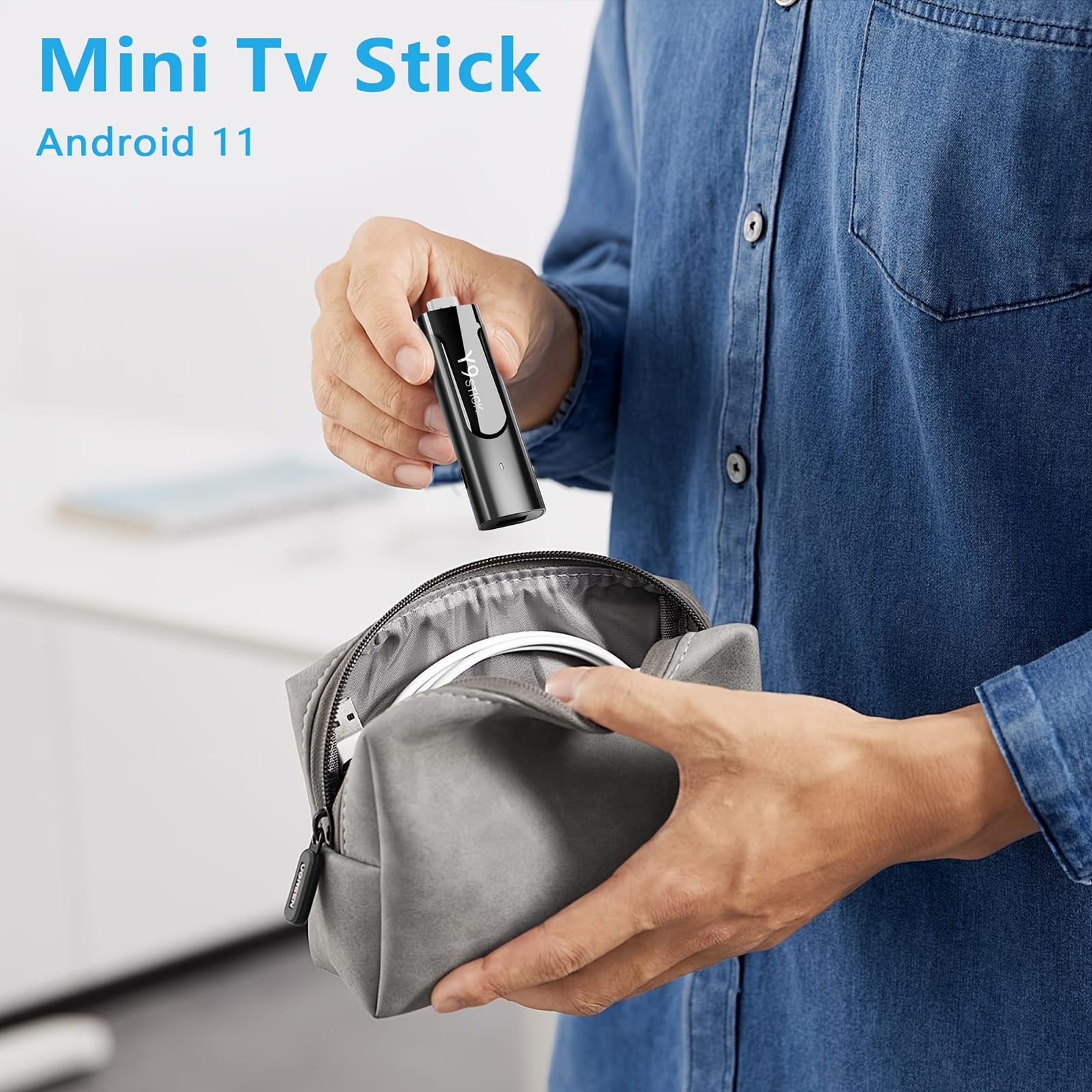 M98-Y9 Compact Portable HD TV Stick - USB-Powered Wireless Smartphone Compatible with Android 13.0, 4K Resolution, Compact Design for Streaming & Entertainment