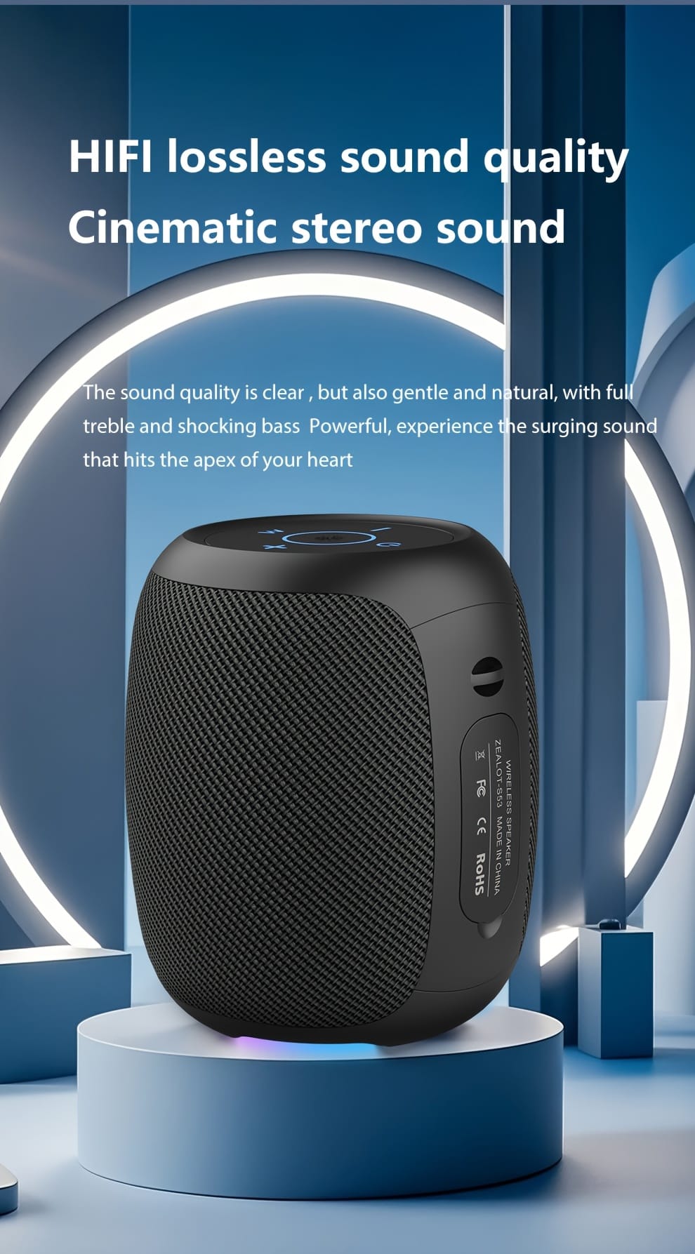 ZEALOT S53 Wireless Speakers, Wireless Speaker, Dual Pairing, 3600mAh Battery, 24 Hours Playtime Loud Stereo, Booming Bass, Charging Cable, Connect with Mobile Phone/Tablet/TV