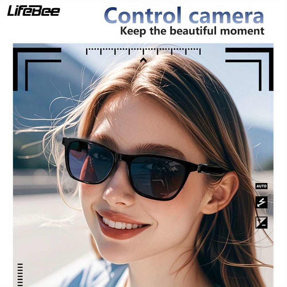 LIFEBEE New Unisex Smart Wireless Glasses, Multifunctional Glasses, Wireless Calls, Music Playback, Outdoor Sports Headphones, Long Battery Life