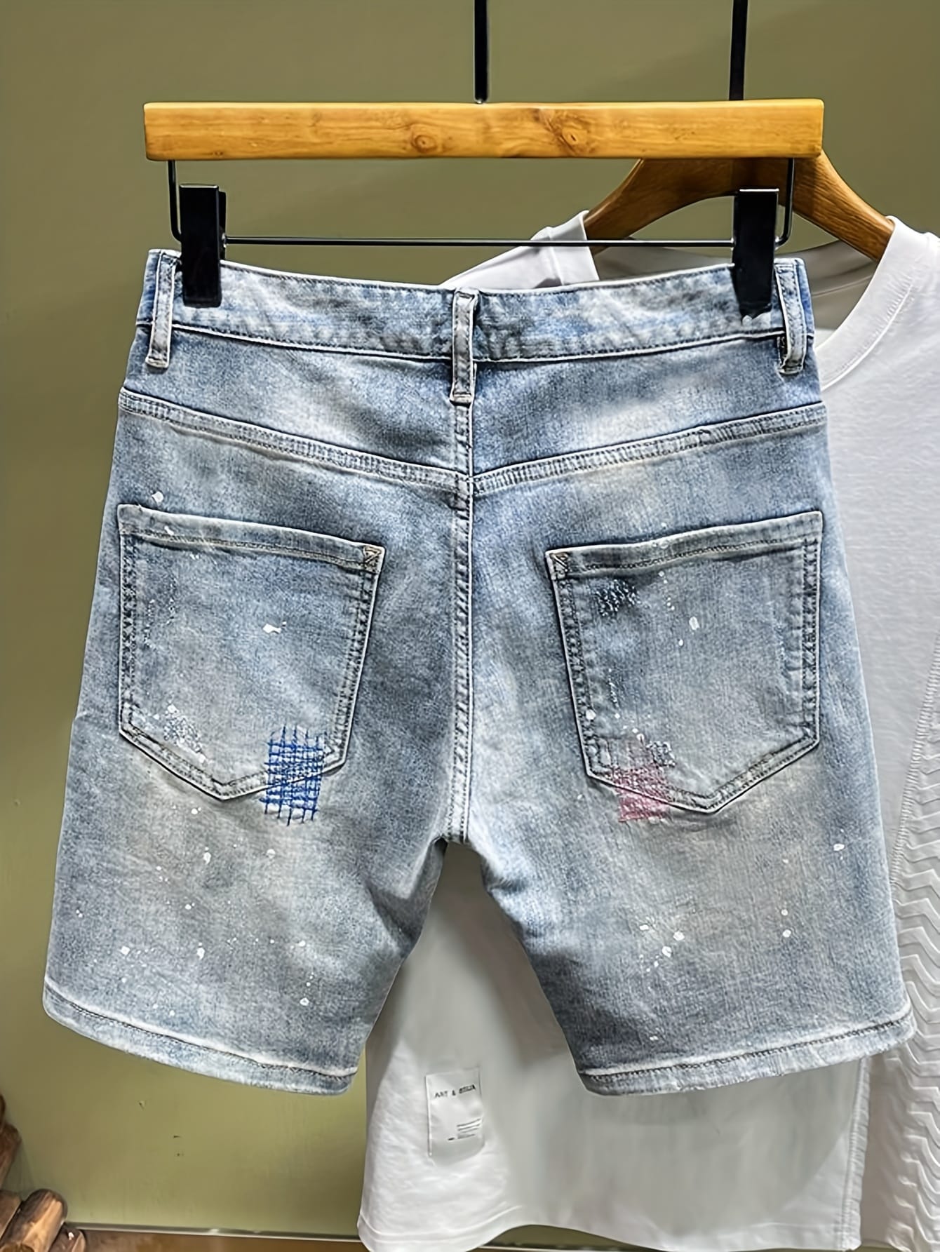 Men's Vintage Distressed Jeans Shorts - Non-Stretch Denim-like Casual Pants with Relaxed Fit, Machine Washable Everyday Streetwear for Concerts, Outings & Lounge - Men's Fashion Bottoms, Concert Outfit, Trendy Design, Durable Fabric, Young Adults