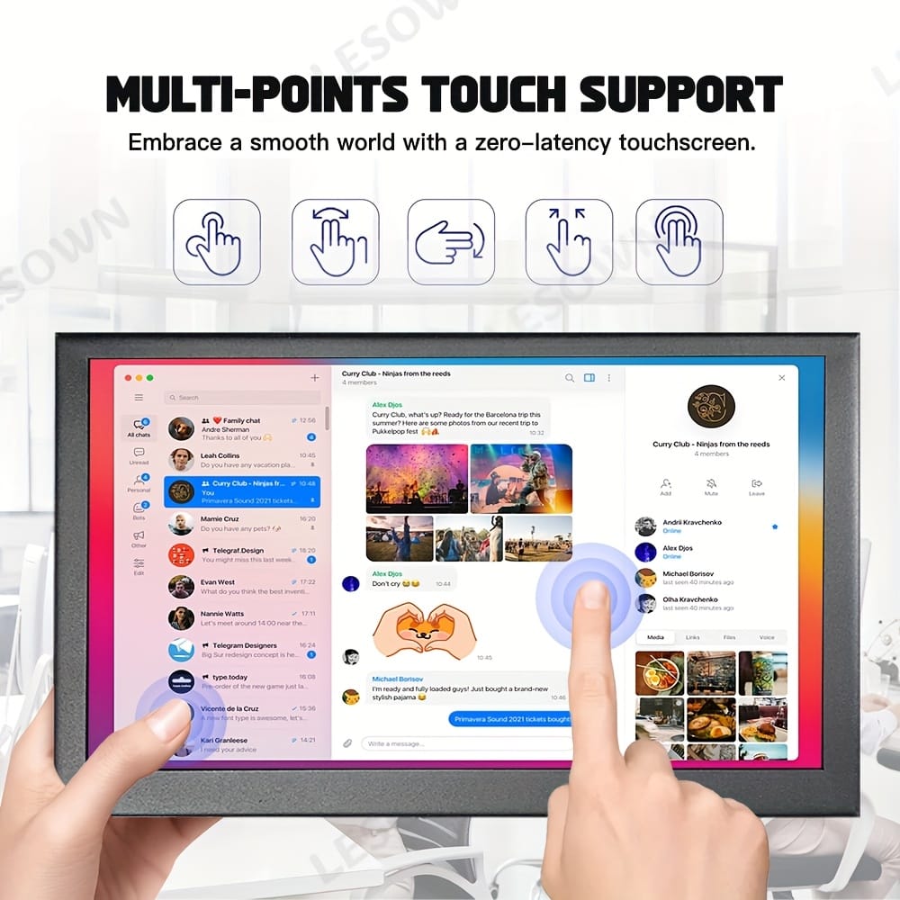 LESOWN Portable Touch Screen Ultra-Thin 10