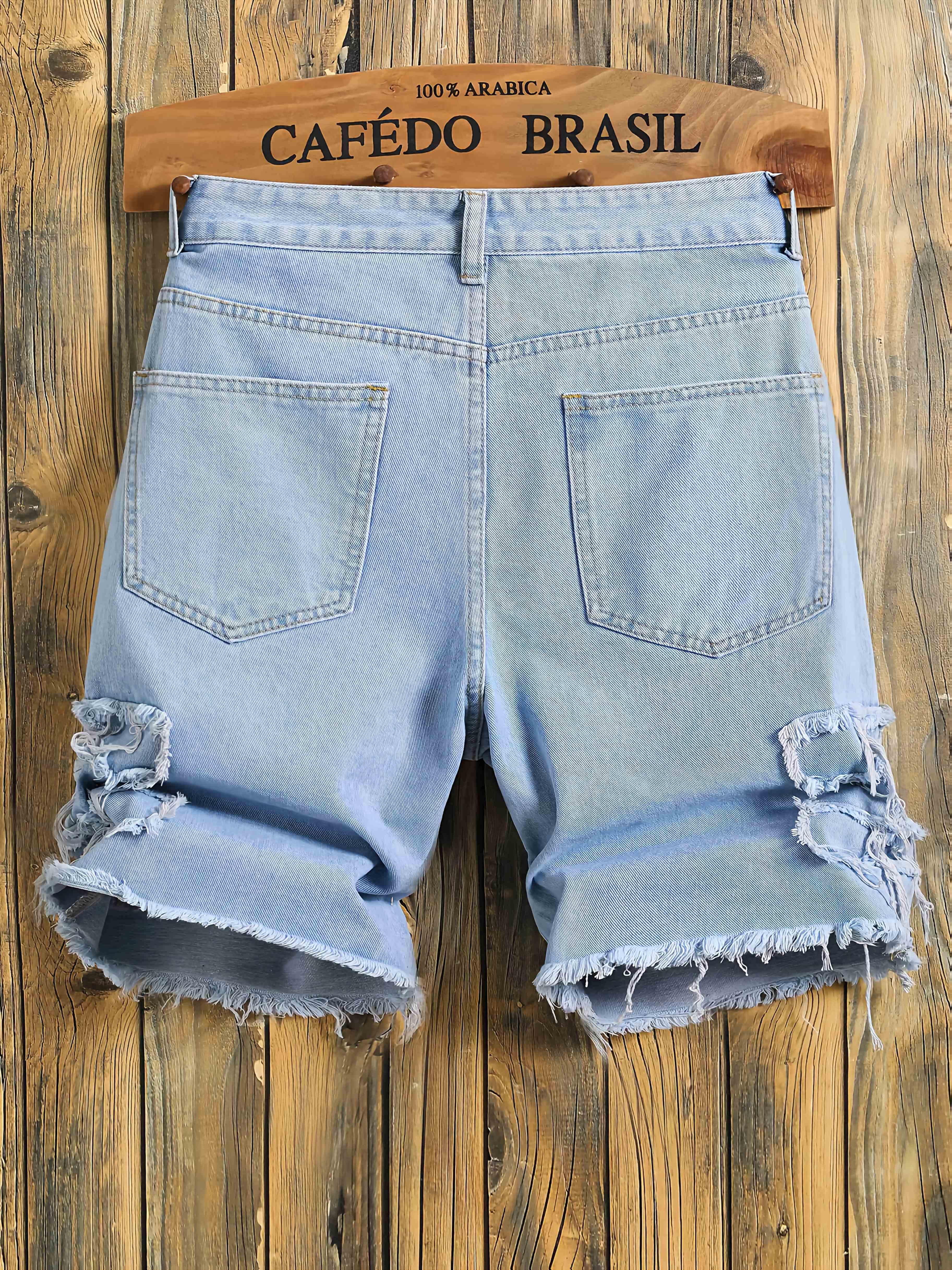 Men'S Summer Street Style Denim Shorts - Non-Stretch, Regular Fit with Trendy Patchwork Design, Casual Casual Attire, Casual Attire|Trendy Denim Shorts|Nonstretch Fabric