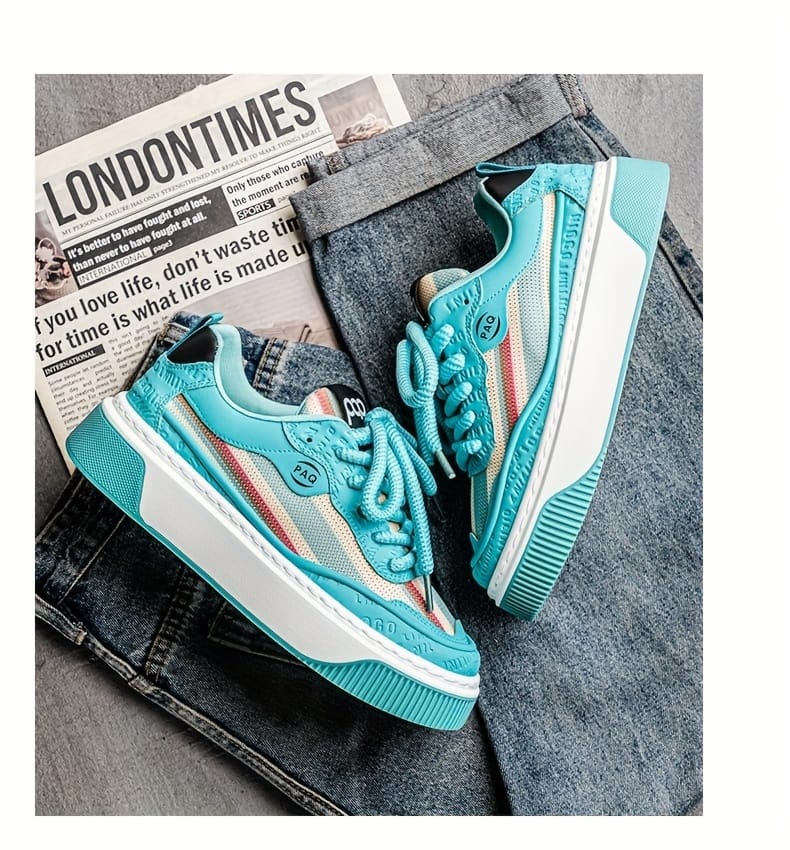 Men'S Low-Top Casual Sneakers - White with Colorful Stripes, Breathable Fabric Lining & Cushioned PVC Sole, Comfortable Round Toe for All-Season Outdoor, Daily Wear & Light Sports, Stylish Sporty Design, Laceup Shoes, Durable Footwear