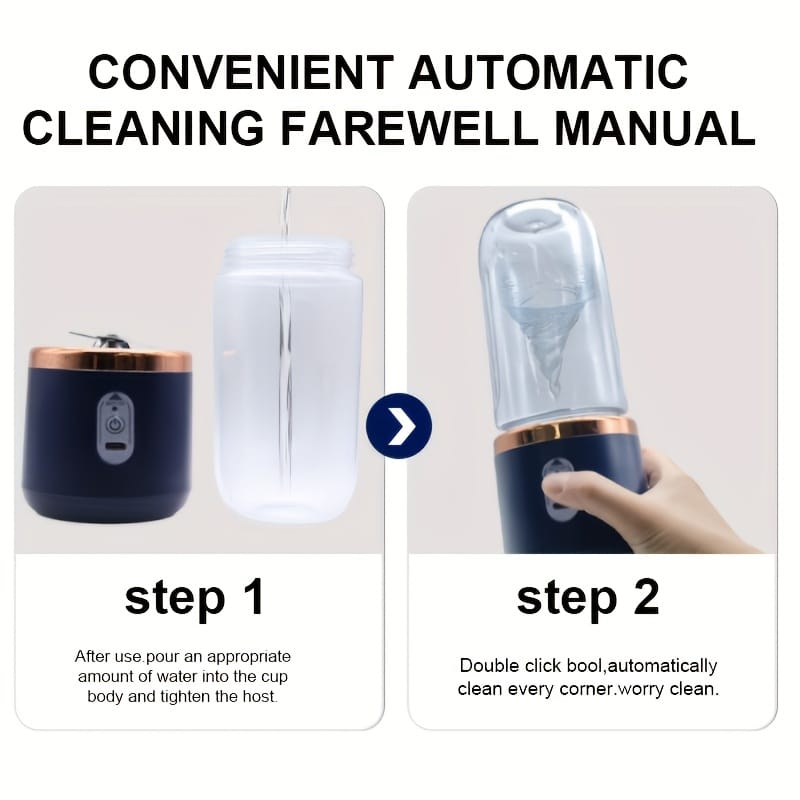 Portable Juicer 2-in-1 Multifunctional Rechargeble Battery | Compact Food Grade Polypropylene Cup for Personal and Family Fruit Squeezing, Easy to Carry Outdoors Durabl Plastic Material with 6 Blades & USB Charger - Suitable for Making Smoothies Shakes Iced Drinks Valentine's Day Thanksgiving Christmas Mother’S DAY Gift