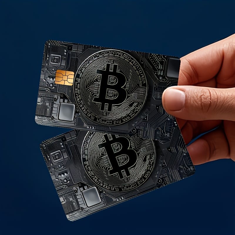 1pc Dark Night Black Bitcoin Credit Card Sticker, Single-Sided Bank Card Skin Protection Decorative Sticker, Suitable for EBT, Transportation, Keys, Credit Cards, Debit Cards, Protect Bank Cards, Etc. - Universal for Four Seasons