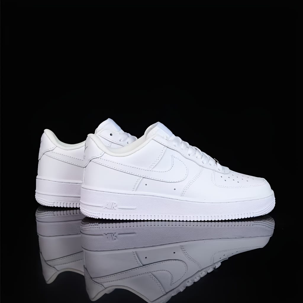 Men'S Nike Air Force 1 Low-Top Casual Sneakers - White Synthetic & Rubber Sole, Lace-Up Round Toe Design, Comfortable Fabric Lining for All-Season Wear, Everyday Shoes | Classic Lowtops | Durable Rubber Sole