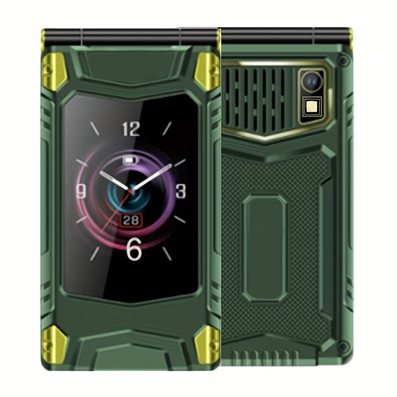 CUTEEY M7, 32Mb+32Mb|6800mAh|2 SIM|80000 pixels| Senior mobile phone for Seniors, 2.8 Inch 2G Flip Mobile Phone for Seniors, Long term standby button phone, with support Wireless, MP3, MP4, Flashlight, Black, Green