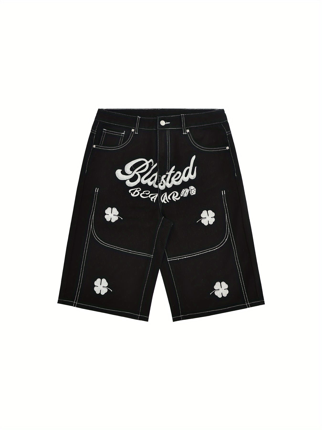 Embroidered Casual Shorts, Letter Embroidery Denim Shorts, y2k Denim Shorts