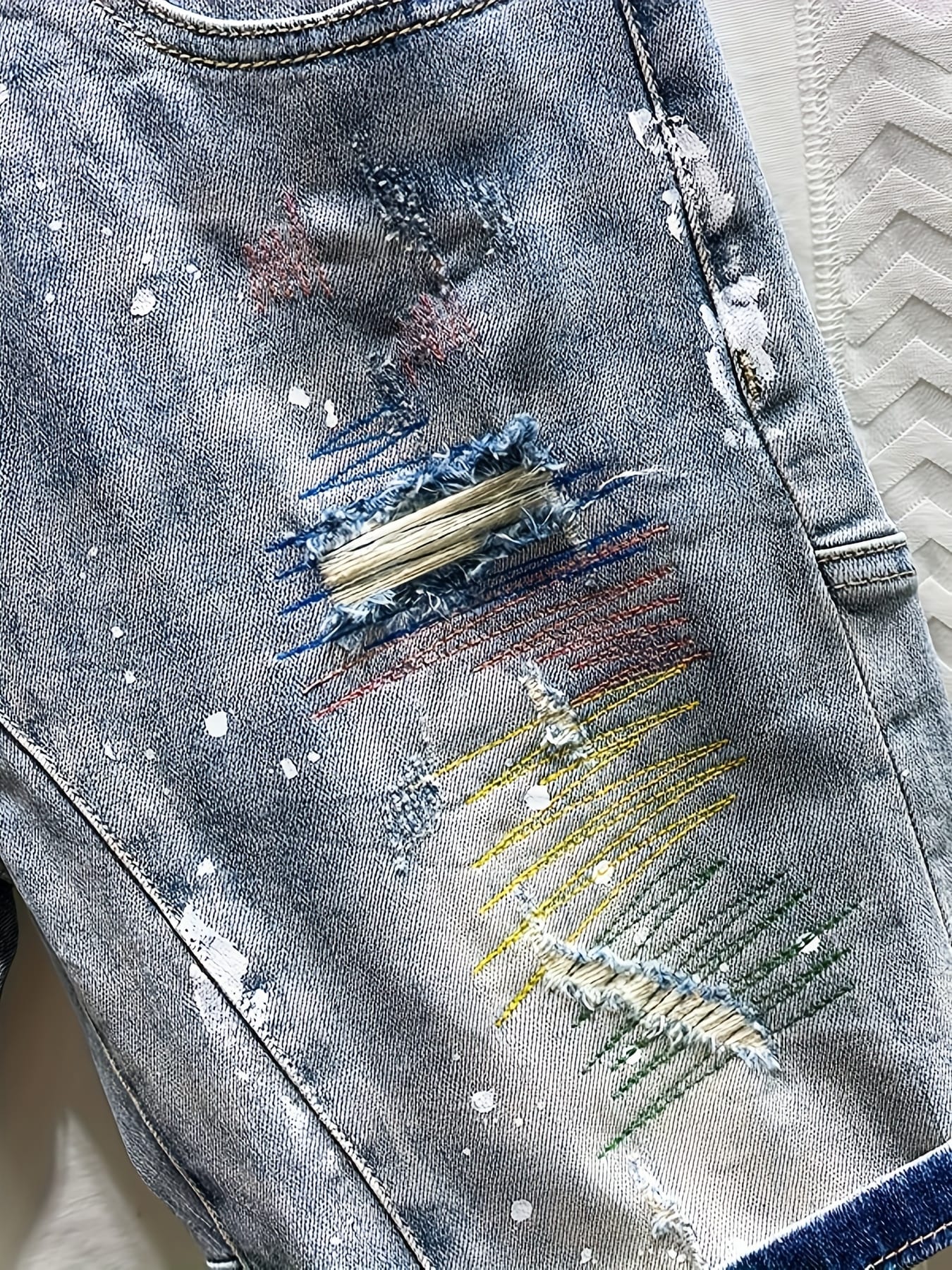 Men's Vintage Distressed Jeans Shorts - Non-Stretch Denim-like Casual Pants with Relaxed Fit, Machine Washable Everyday Streetwear for Concerts, Outings & Lounge - Men's Fashion Bottoms, Concert Outfit, Trendy Design, Durable Fabric, Young Adults