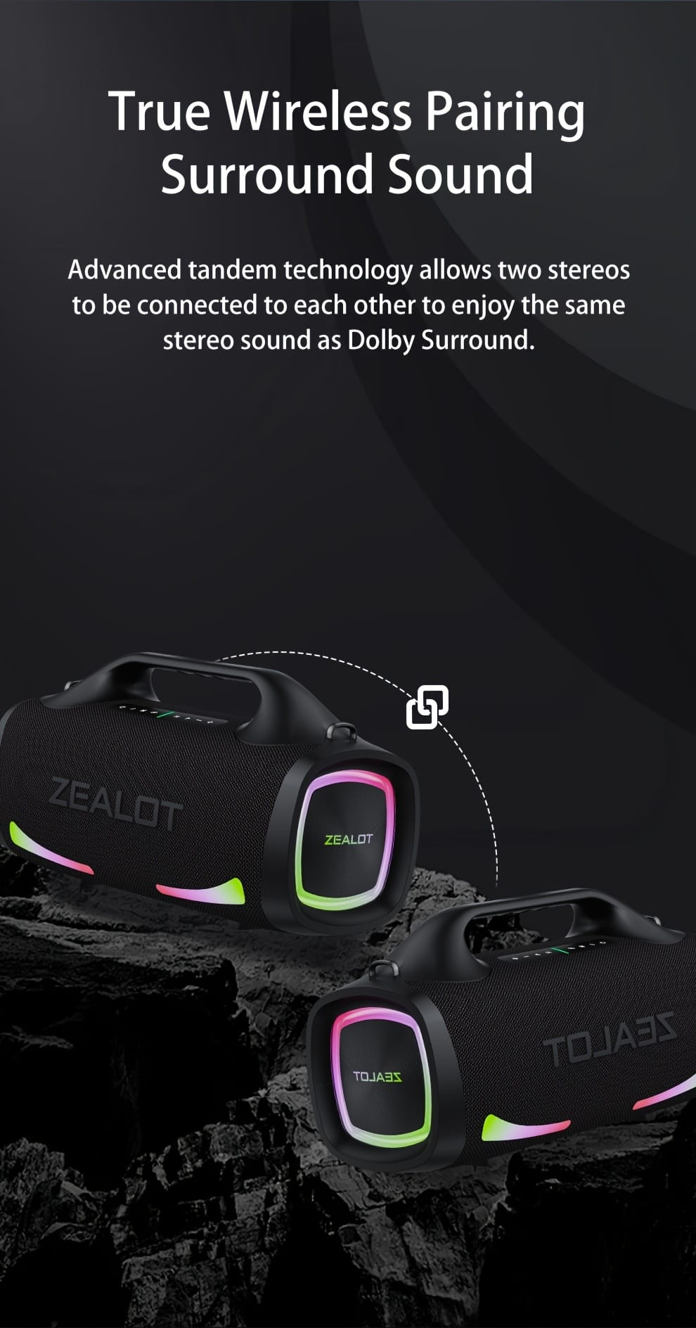 ZEALOT S79 Wireless Speakers, Outdoor Portable Subwoofer Speaker, IPX 5, Wireless Speaker, Dual Pairing, Long Battery Life, 36Hours Playtime Loud Stereo, Booming Bass. Charging Cable, Connect with Mobile Phone/Tablet/TV. for Home, Car, Outdoor, Camping, PartyBox.