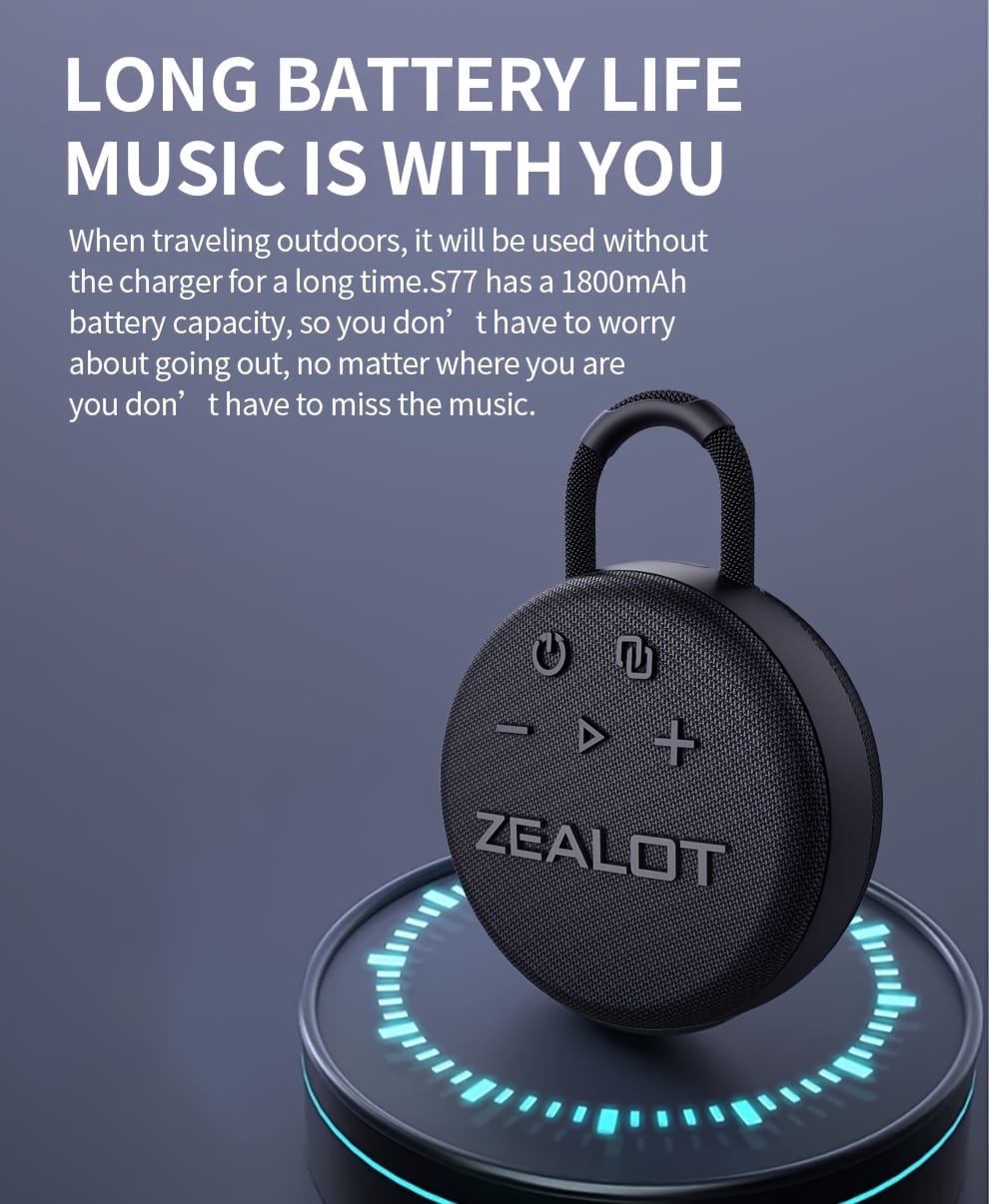 Zealot Mini Wireless Speakers, Wireless Speaker, Dual Pairing, 1800mAh Battery, 8 Hours Playtime Loud Stereo, Booming Bass. Charging Cable, Connect with Mobile Phone/Tablet/TV.
