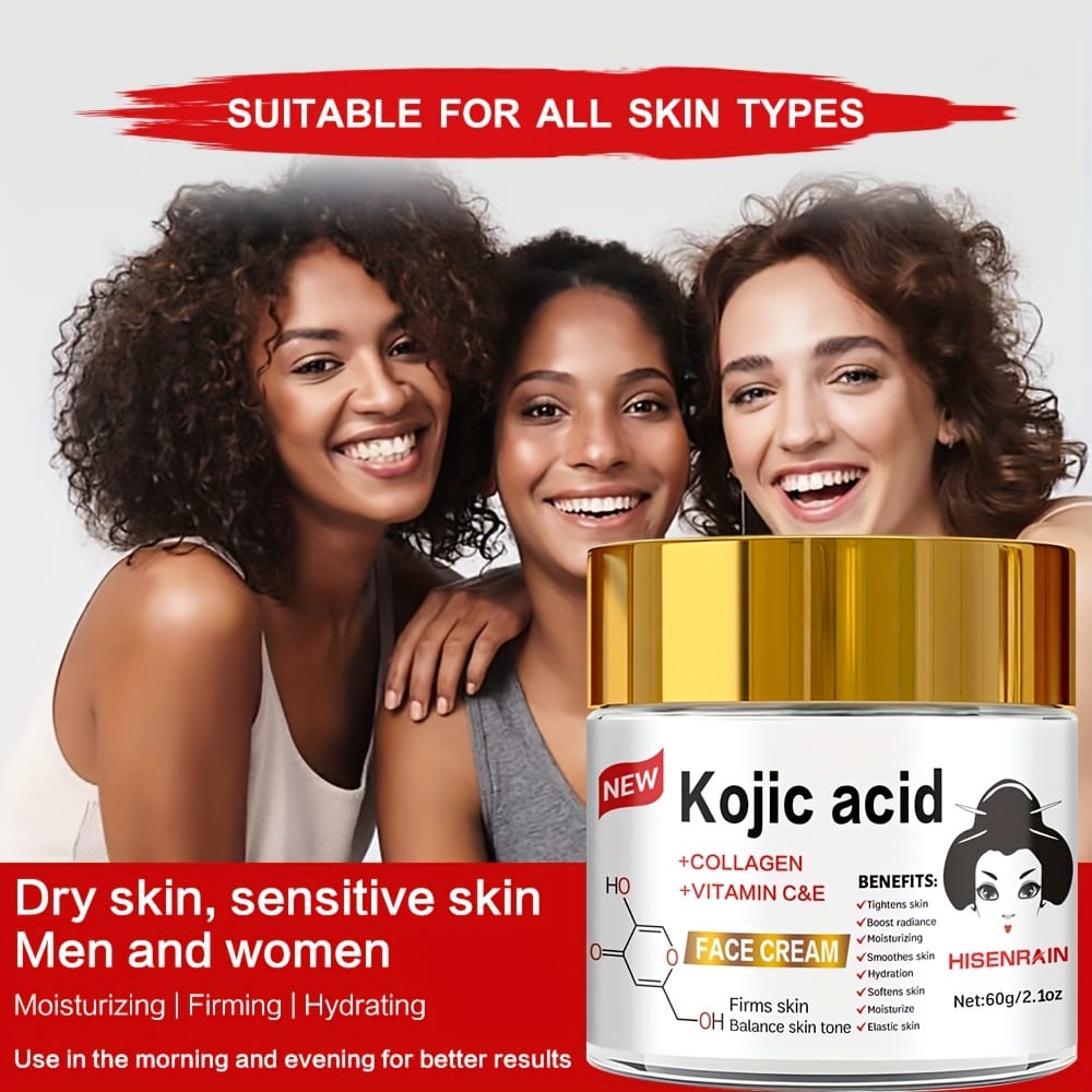 SUYARUN Kojic Acid+Vc Brightening Cream Rich in Retinol+Collagen+Plant Lipids to Lighten & Firm The Face, Evenly Lightens The Complexion, Controls Oil And Water Retention, Suitable for Both Men And Women. Reduce The Look of (Or Appearance Of) Dark Spots, Discoloration.