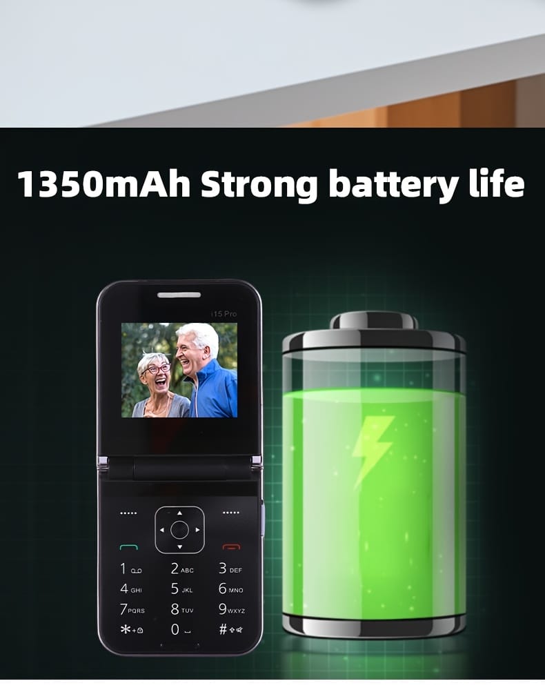 The new 2G foldable mobile phone features dual SIM dual standby for calls and text messages, 8-language switching, flashlight function, TF card insertion, portability, and is suitable for travel, school, and as a backup phone