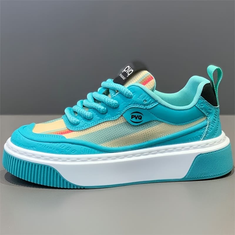 Men'S Low-Top Casual Sneakers - White with Colorful Stripes, Breathable Fabric Lining & Cushioned PVC Sole, Comfortable Round Toe for All-Season Outdoor, Daily Wear & Light Sports, Stylish Sporty Design, Laceup Shoes, Durable Footwear