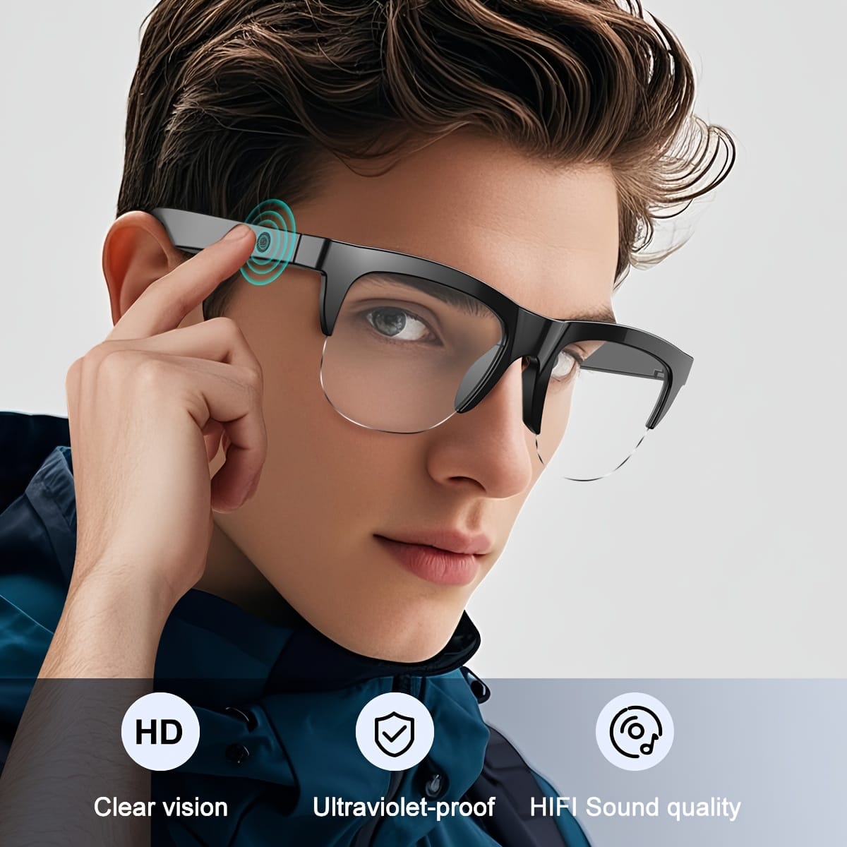 Intelligent Wireless Glasses - Touch Connection, HD Voice Call, HiFi Sound Quality, Remote Photography, Compatible with iPhone/Android, Ideal for Outdoor Activities, Hiking, Fishing, Driving & Beach Travel, Perfect Christmas Gift, Outdoor Activity Gear | Modern Fashion Accessory | Touch Control Feature