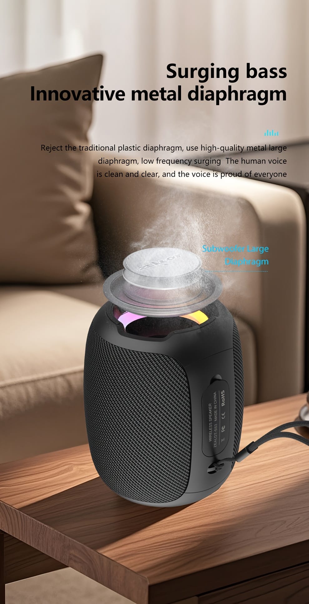 ZEALOT S53 Wireless Speakers, Wireless Speaker, Dual Pairing, 3600mAh Battery, 24 Hours Playtime Loud Stereo, Booming Bass, Charging Cable, Connect with Mobile Phone/Tablet/TV