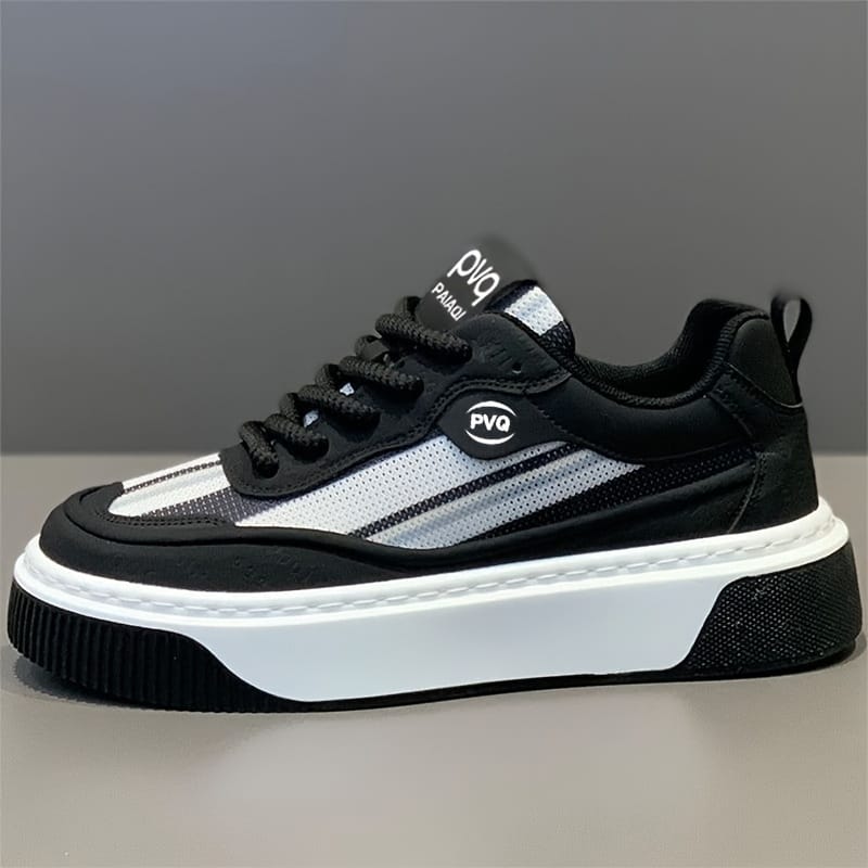 Men'S Low-Top Casual Sneakers - White with Colorful Stripes, Breathable Fabric Lining & Cushioned PVC Sole, Comfortable Round Toe for All-Season Outdoor, Daily Wear & Light Sports, Stylish Sporty Design, Laceup Shoes, Durable Footwear
