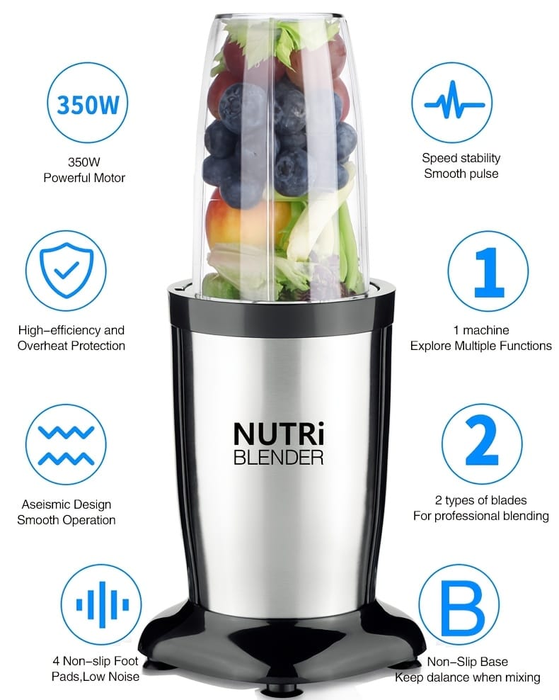 Smoothie Blender, Blender for Shakes and Smoothies, 15pcs Personal Blender and Grinder Combo for Kitchen Single Serve Mixer Blender for Juices Youngsters Food Nutritious Recipe with Brush, Juicing Station|Modern Kitchen Appliance|Durable Construction