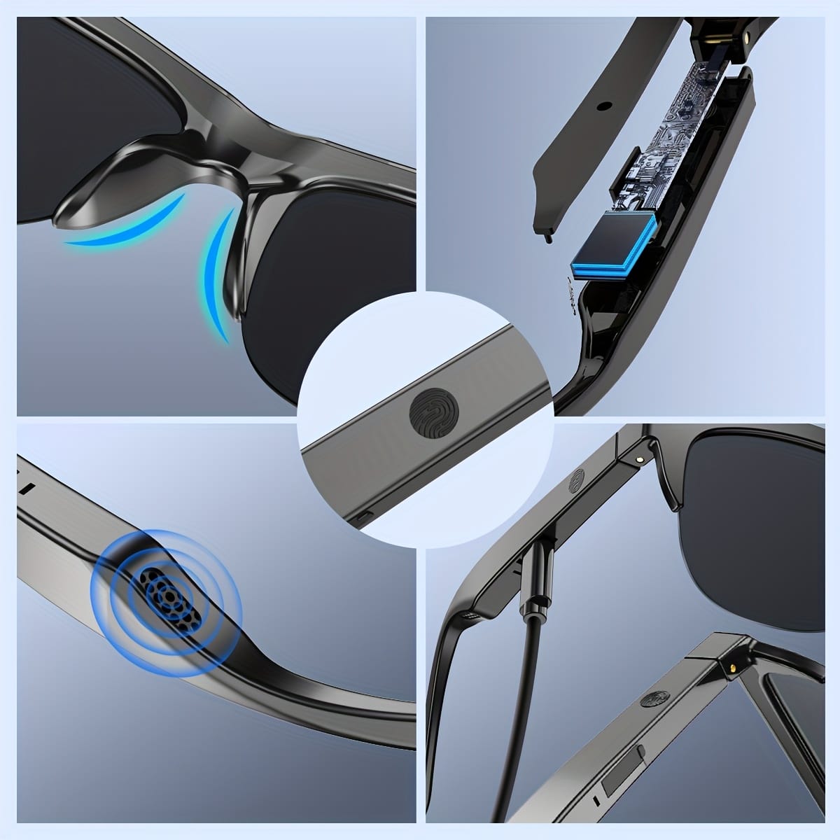 Intelligent Wireless Glasses - Touch Connection, HD Voice Call, HiFi Sound Quality, Remote Photography, Compatible with iPhone/Android, Ideal for Outdoor Activities, Hiking, Fishing, Driving & Beach Travel, Perfect Christmas Gift, Outdoor Activity Gear | Modern Fashion Accessory | Touch Control Feature