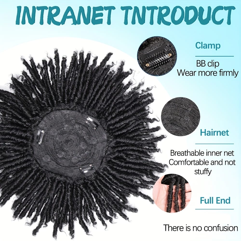 Short Crochet Wigs Synthetic Clips in Hair Toupee Extensions Afro Synthetic Braided Half Wig Dreadlock Hairpieces for Men Women Boy Male Father'S Day