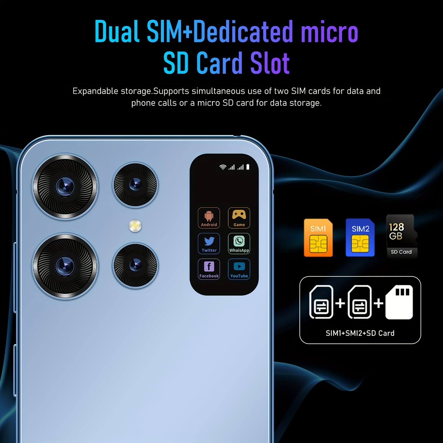 Smart 3G Phone 2+16GB, 6.5-inch HD Display, 5MP+8MP Shooting, 3200mAh Big Battery, Dual SIM Dual Standby TF Card, for Android 8.1, suitable for Daily Office and Holiday Gifting