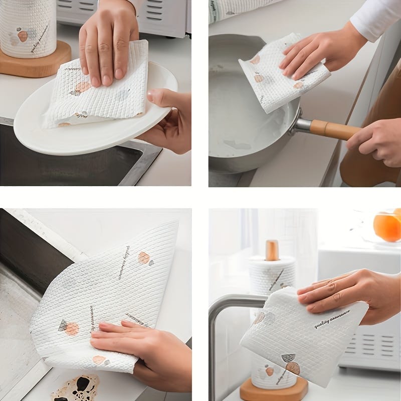 1 Roll (100 Sheets) Reusable Kitchen Towels - Ultra-Soft Microfiber, Multi-Use for Kitchen, Bathroom & Outdoor, Perfect for Christmas Party Cleaning & Gifts, Bathroom Essentials|Decorative Towels|Reusable Towels