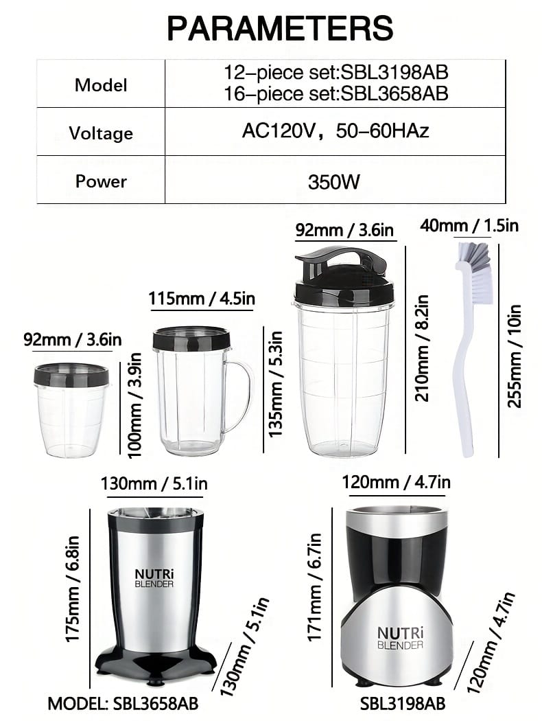 Juice Cup 12pcs Set, 350 Watts, Includes 1 Base, 2 Cutter Heads, 4 Cups of Different Sizes, 2 Cups Rings, 1 Tumbler Lid And Two Regular Cup Lids; Bpa-Free, Press Technology Operation, Suitable for Grinding, Mixing, Juice, Milkshake Making And Ice