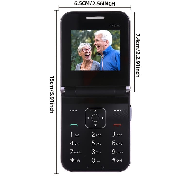 The new 2G foldable mobile phone features dual SIM dual standby for calls and text messages, 8-language switching, flashlight function, TF card insertion, portability, and is suitable for travel, school, and as a backup phone