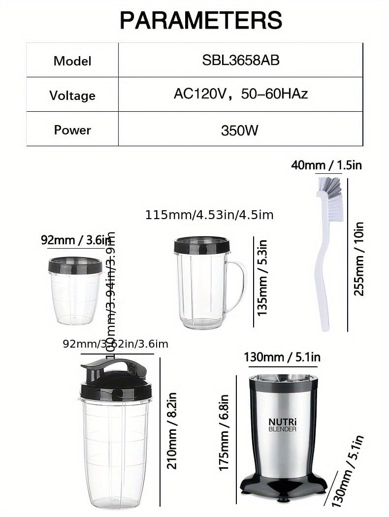 Smoothie Blender, Blender for Shakes and Smoothies, 15pcs Personal Blender and Grinder Combo for Kitchen Single Serve Mixer Blender for Juices Youngsters Food Nutritious Recipe with Brush, Juicing Station|Modern Kitchen Appliance|Durable Construction