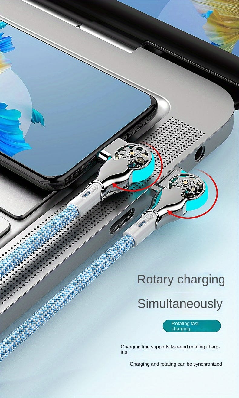 Quick charging data cable type-c micro 2m/1m/0.3m with lightweight dual elbow rotating flash charging suitable for Huawei Honor vivo, Xiaomi Redmi OPPO, OnePlus Samsung Sony Automotive General Android phone charging cable