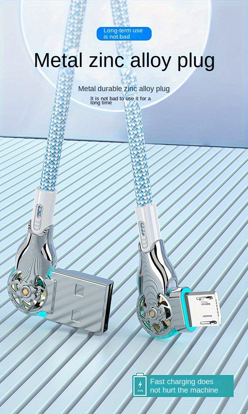 Quick charging data cable type-c micro 2m/1m/0.3m with lightweight dual elbow rotating flash charging suitable for Huawei Honor vivo, Xiaomi Redmi OPPO, OnePlus Samsung Sony Automotive General Android phone charging cable