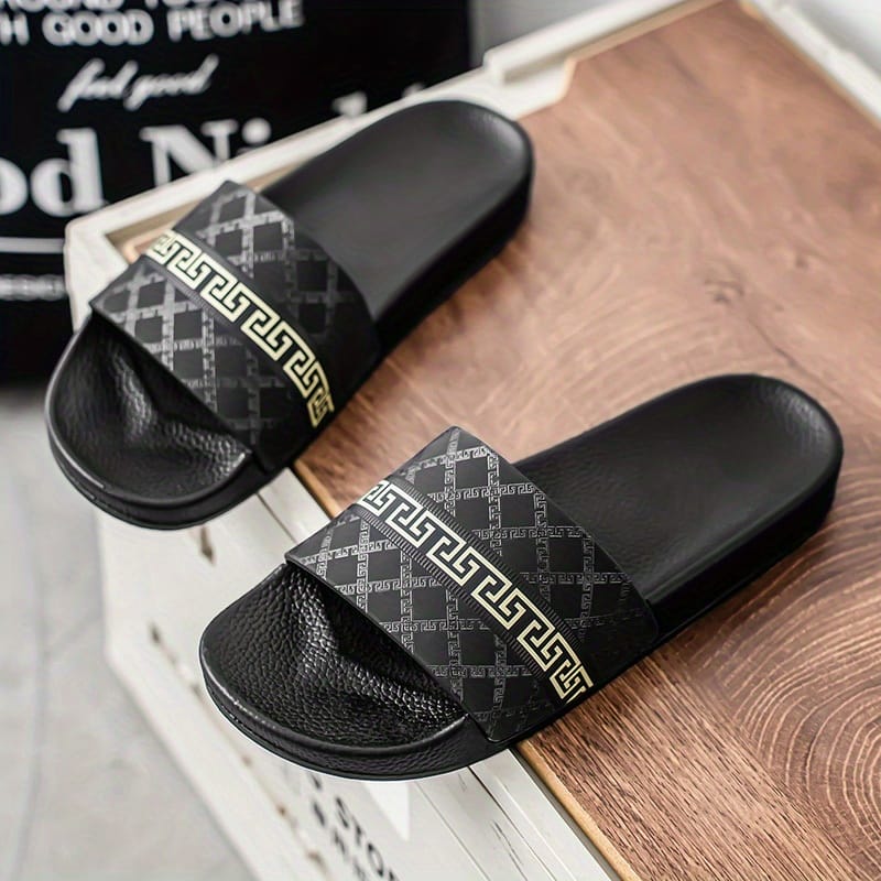 Men'S Trendy Print Flip-Flops - Non-Slip, Breathable, Soft Sole Slippers for Indoor & Outdoor Use, Perfect for Beach, Water Activities, and Summer Wear, Beach Footwear | Stylish Flipflops | Durable PVC Sole