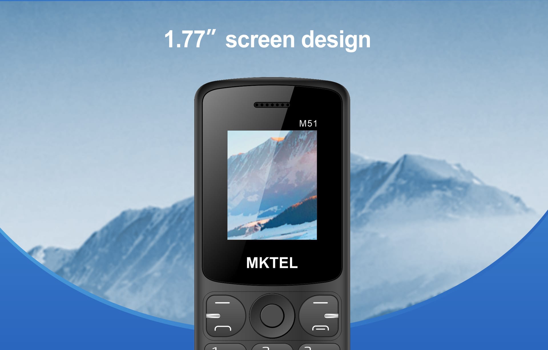 MKTEL M51 Feature Phone with Dual SIM, FM Radio, Flashlight, 1800mAh Long-Lasting Battery, 1.77