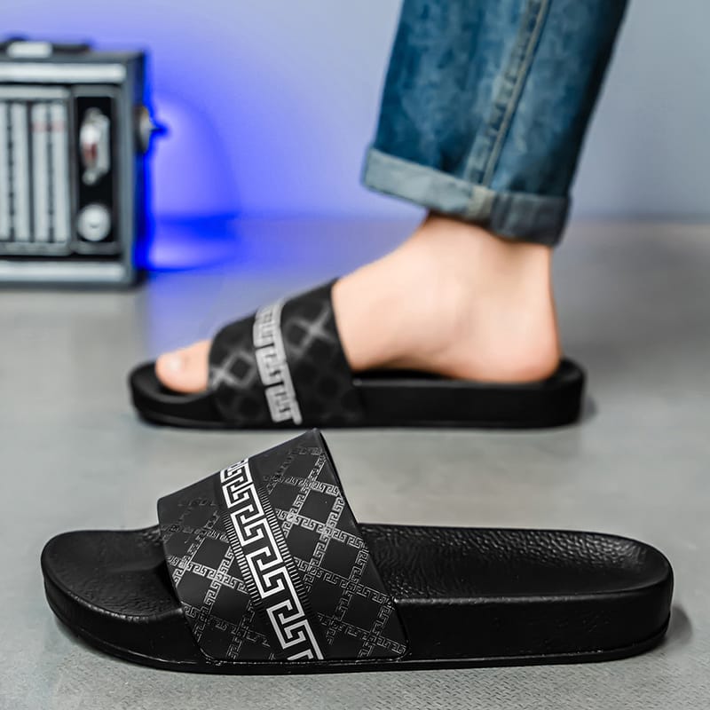 Men'S Trendy Print Flip-Flops - Non-Slip, Breathable, Soft Sole Slippers for Indoor & Outdoor Use, Perfect for Beach, Water Activities, and Summer Wear, Beach Footwear | Stylish Flipflops | Durable PVC Sole