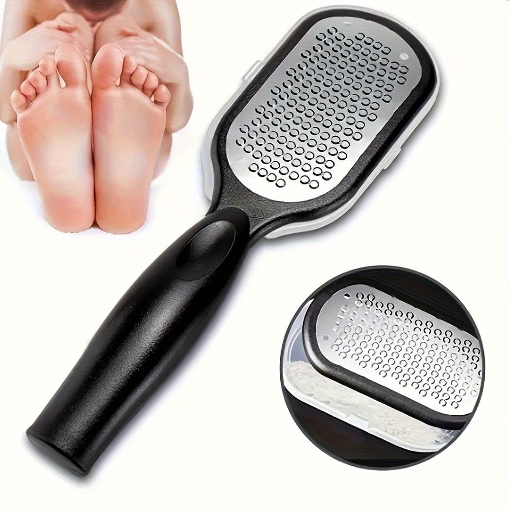 Professional Heavy-Duty Stainless Steel Foot File - Heavy-Grit Nail Scrubber & Remover with Anti-Splash Design, Rust-Resistant Pedicure Tool for Home, Salon, Spa - No Battery Needed, Easy to Clean, Pedicure Tools for Feet, Sleek Design, Longlasting Material, Salon Professionals
