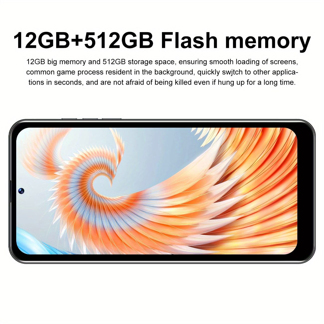 6.82 inchs Cell Phones Android 12 Unlock 4G Touch Screen 12GB+512GB Mobile Phone Androids Smartphone 16+50MP Camera Telephone HD Display Dual Card Dual Standby Phone 5000mAh Battery