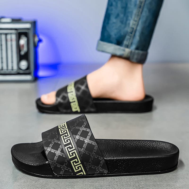 Men'S Trendy Print Flip-Flops - Non-Slip, Breathable, Soft Sole Slippers for Indoor & Outdoor Use, Perfect for Beach, Water Activities, and Summer Wear, Beach Footwear | Stylish Flipflops | Durable PVC Sole