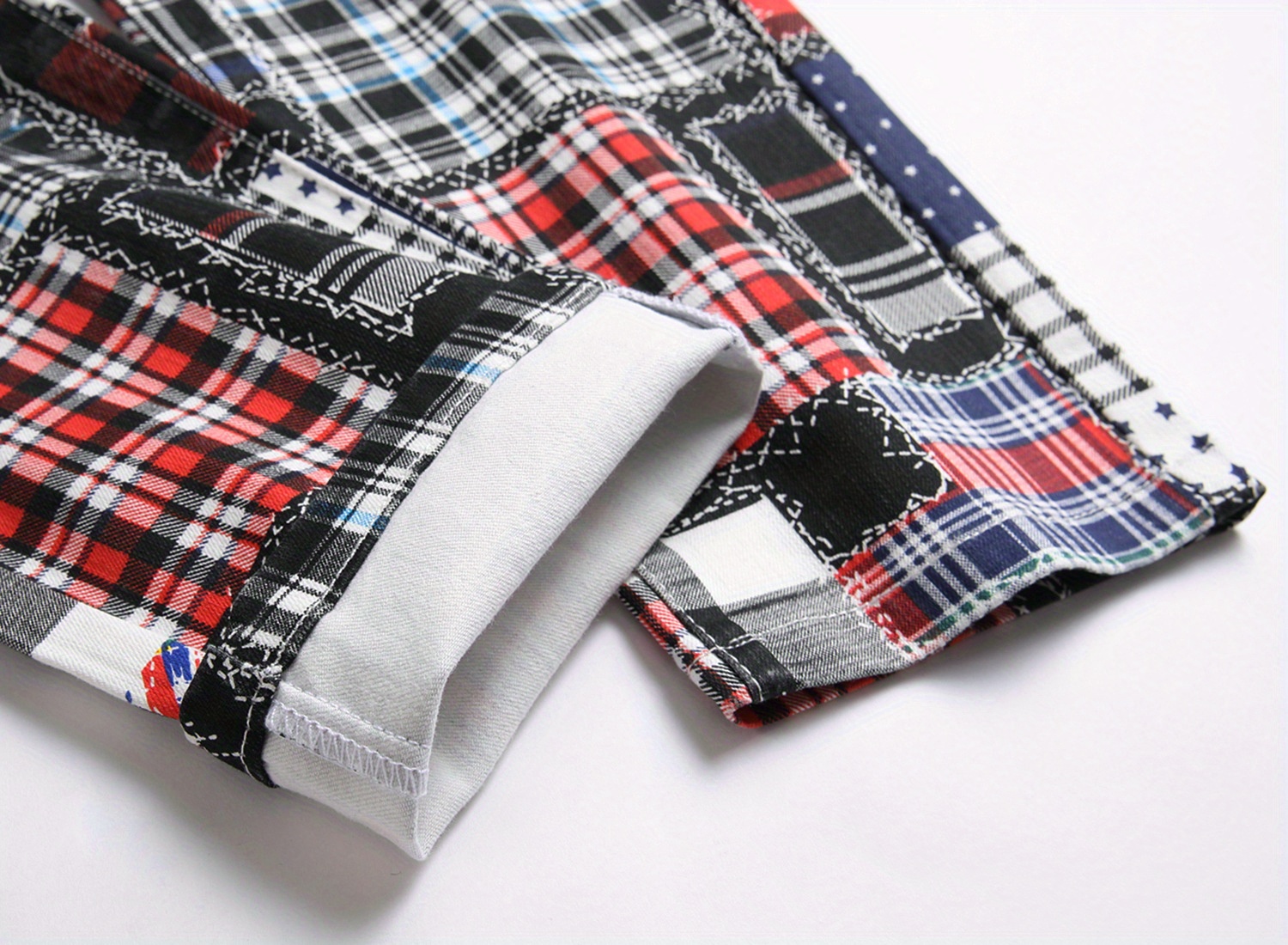 Men's Skinny Jeans - Slim Fit Pants with Multi-Color Plaid Patterns (Red/Black/White/Blue/Gray/), No Belt Loops, Machine Washable for Party & Casual Attire - Teens & Adults, Streetwear Style, Bold Prints, Quality Stitching, Fashion Bottoms, Young Adults