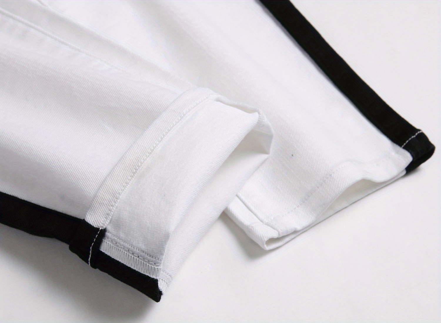 2023 New Men'S Slim-Fit Stretch Faux Denim Faux Denim - Black & White Color Block Design, Straight Leg Casual Pants with Pockets, Comfortable for Casual Attire, All-Season Wear, Casual Faux Denim|Sleek Straight Leg Faux Denim|Stretch Faux Denim Fabric