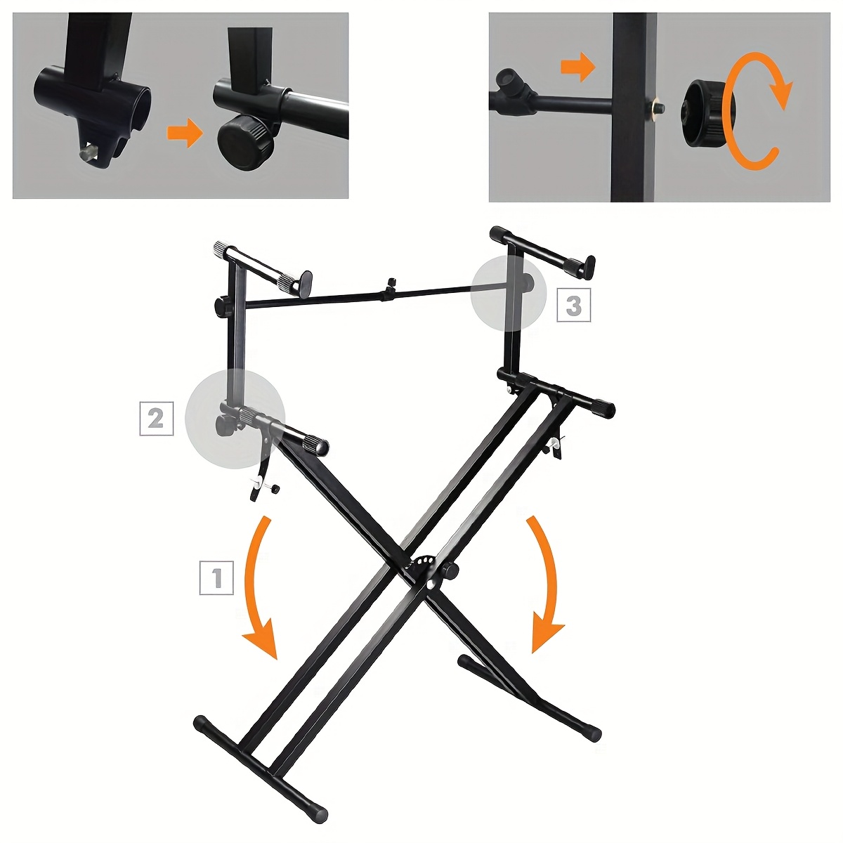Pro Series Heavy-Duty Portable 2-Tier Keyboard Stand with Locking System & Sturdy A-Frame Design - Heavy-Duty Construction, Adjustable Height, Space-Saving Sturdy Legs for Piano/Keyboards - Ideal for Studios, Performances, Practice - Compatible with Grand/Piano/Stage Pianos (Locking Straps Included) - Sleek Black Color, Sturdy Frame & Legs, Secure Locking Mechanism for Stability & Safety, Keyboard Piano Hanger, Piano Portable Lightweight Stand, Double Layer Keyboard Stand,