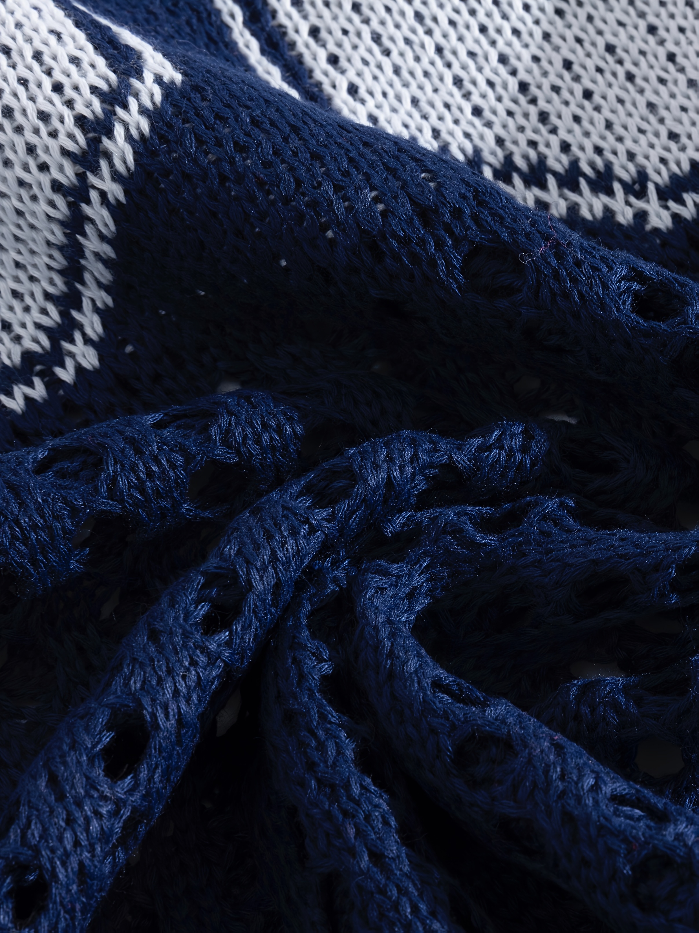 Men'S Summer Color-Blocked Hollow Star Pattern Street Casual Knitted Jersey