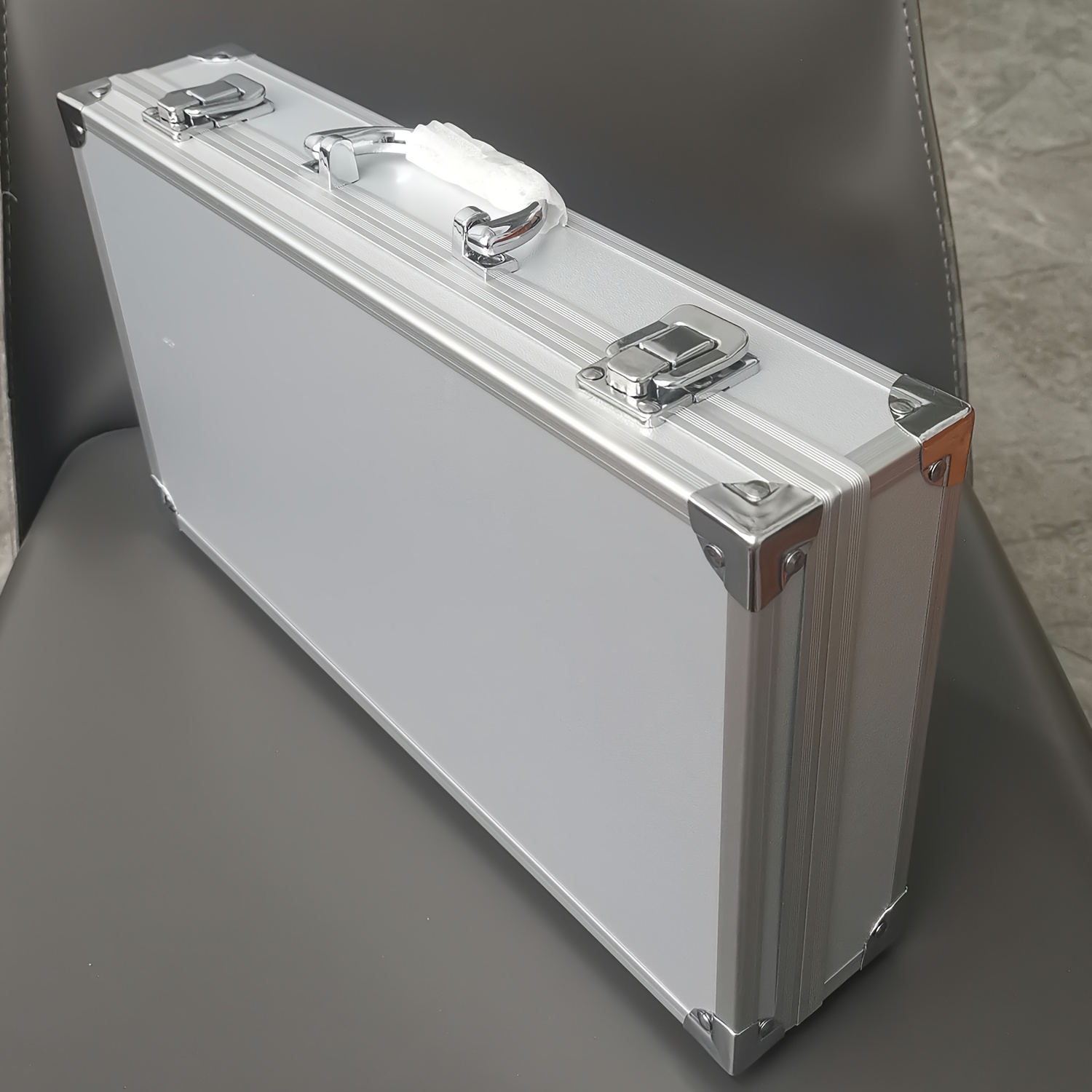 Heavy-Duty Aluminum Toolbox with Secure Latches - Compact Portable Storage Case for Home, Garage, Workshop, or Office - Durable Organizer for Tools, Documents, and Small Items - Ideal for Professionals and DIY Enthusiasts, Tool Organizer Storage, Professional Appearance, Sturdy Construction, Document Briefcase, Sleek Design, Highquality Build, Home Organizers, Workshop Organization, Modern Organizer, Reinforced Construction