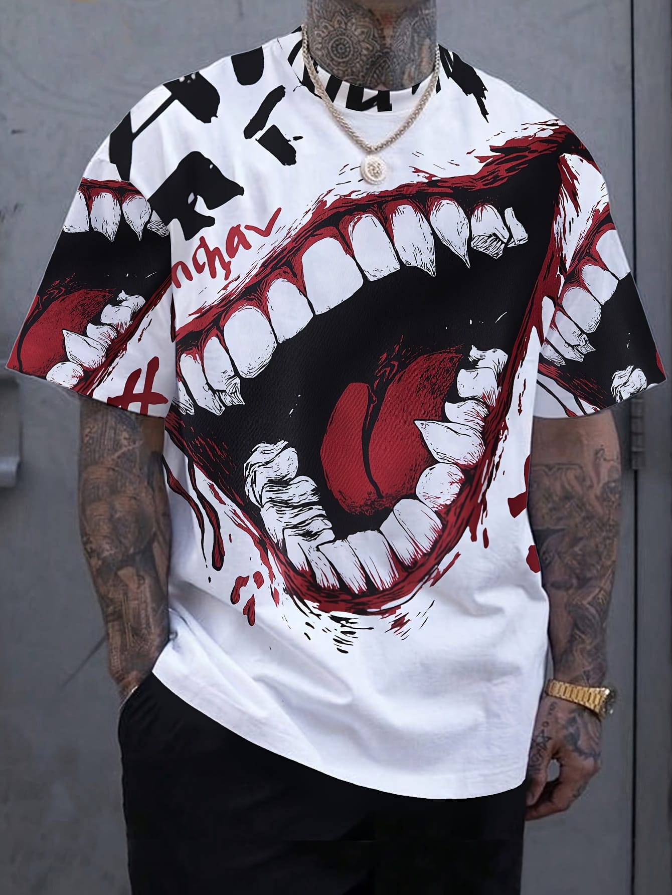 Men'S Novelty Print Casual Short Sleeve T-Shirt, Polyester Crew Neck Tee with Slight Stretch, Knit Fabric Patterned Design for Summer