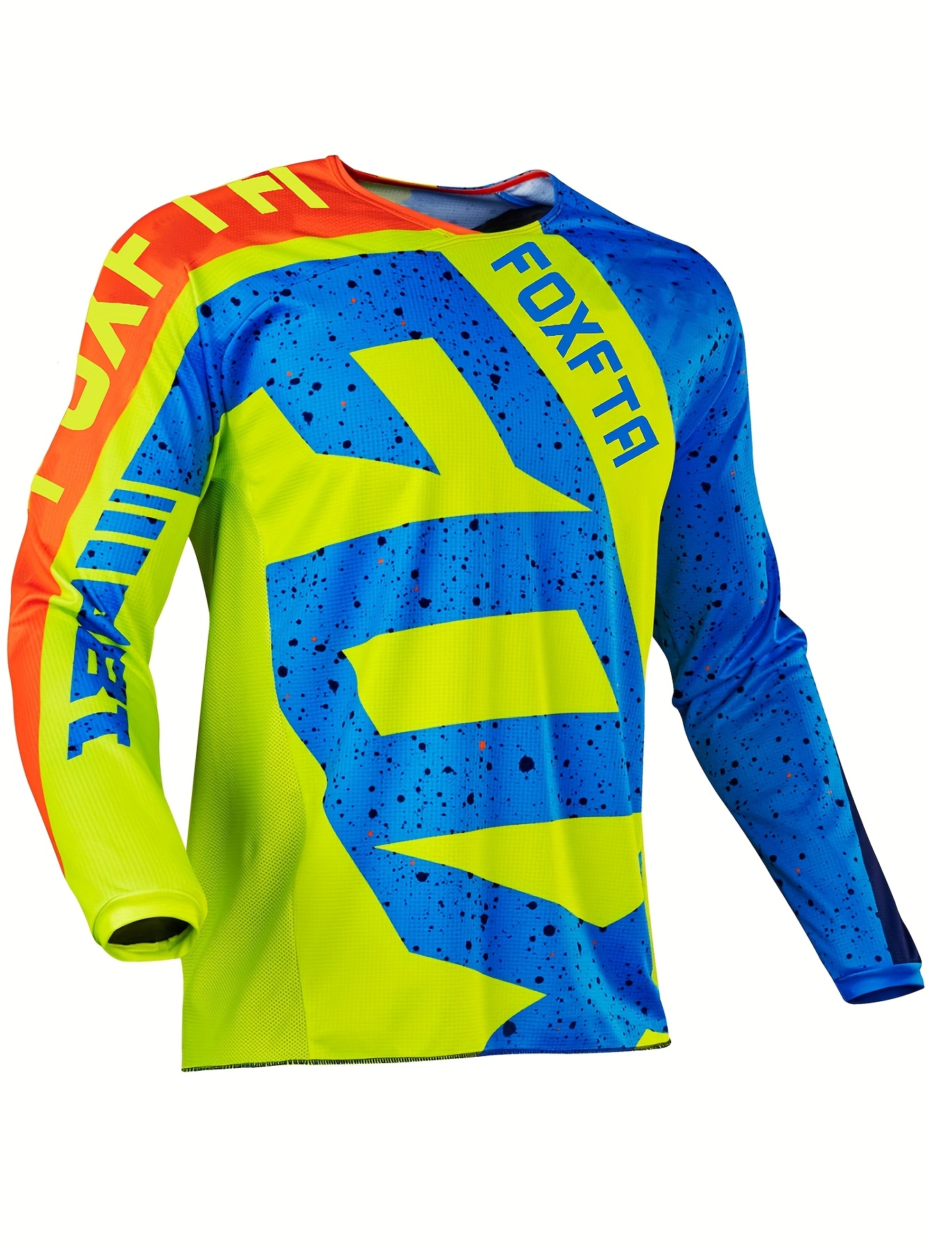 Men'S High-Performance Motocross Jersey - Breathable, Quick-Dry Cycling Shirt for BMX, MTB, ATV, and Fishing - Pink & Blue Graphic Design, Lightweight & Versatile for All Seasons, Cycling Shir