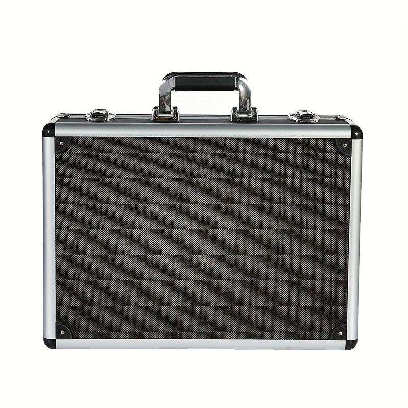 Practical Aluminum Alloy Toolbox, Portable Carrying Case with Rounded Silvery Frame for Tools and Documents, Large Capacity Storage with Built-in Sponge for DIY Organization