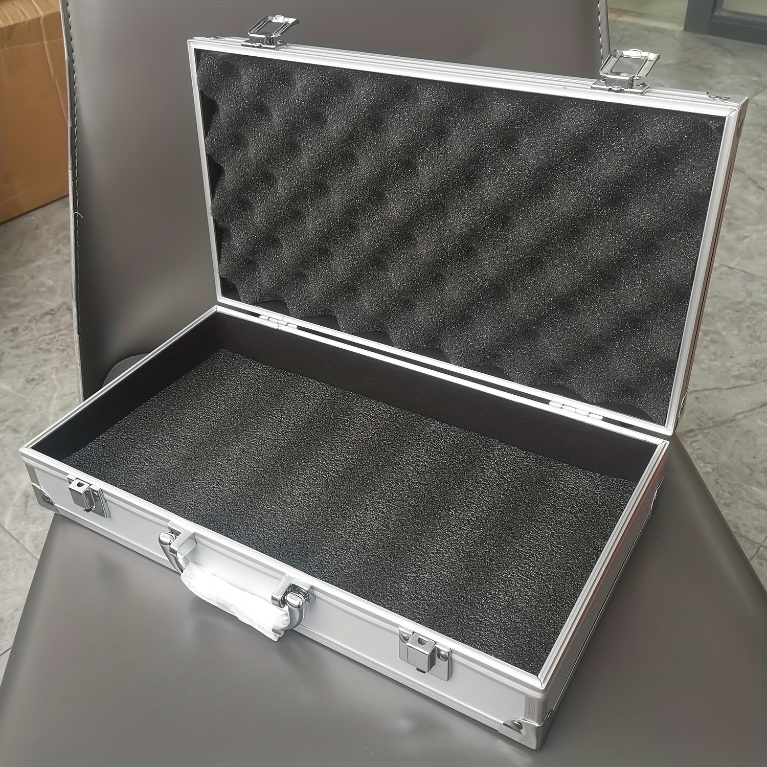 Heavy-Duty Aluminum Toolbox with Secure Latches - Compact Portable Storage Case for Home, Garage, Workshop, or Office - Durable Organizer for Tools, Documents, and Small Items - Ideal for Professionals and DIY Enthusiasts, Tool Organizer Storage, Professional Appearance, Sturdy Construction, Document Briefcase, Sleek Design, Highquality Build, Home Organizers, Workshop Organization, Modern Organizer, Reinforced Construction