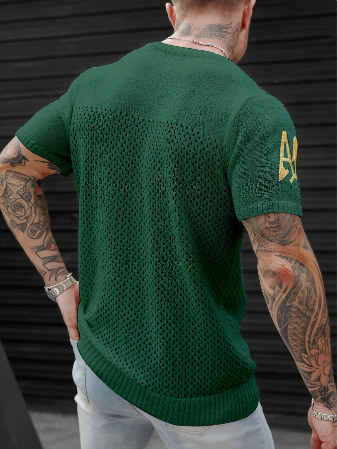 Men'S Green & Golden Number 12 Football Jersey - Casual Knit Crew Neck Pullover with Geometric Pattern, Regular Fit for Summer Wear, Sports Fan Apparel | Geometric Pattern Top | Stretchy Fabric, Football Shirt