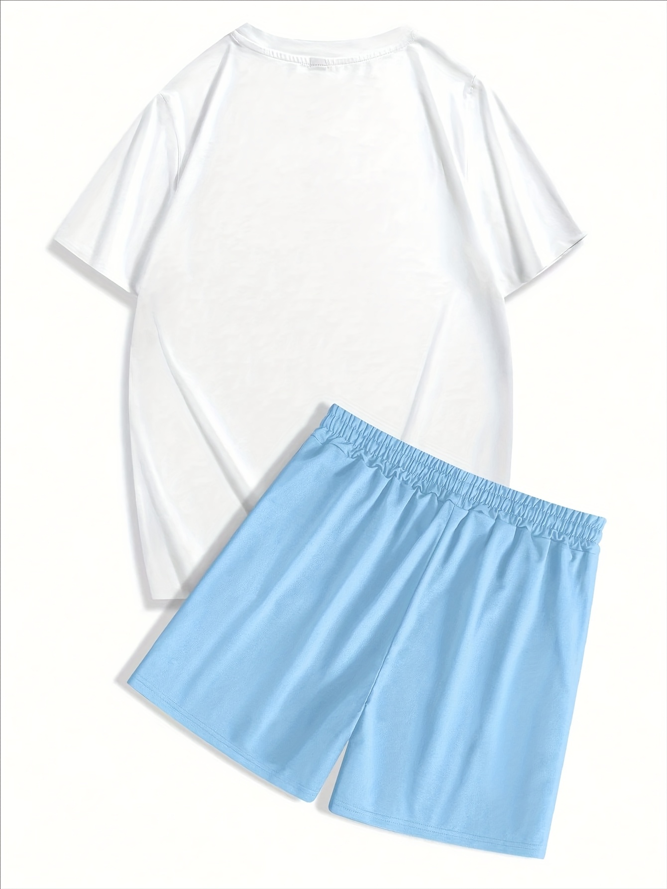 2pcs Men'S 3D Print Summer Clothing Set, Print Graphics, Short Sleeve Crew Neck T-Shirt And Elastic Waist Shorts with Pockets for Outdoor Sports Fitness