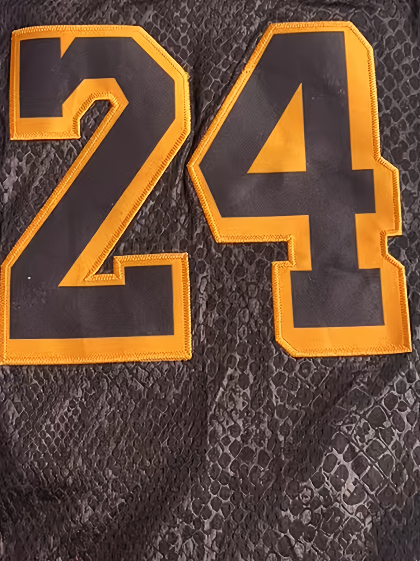 Men's Black Jersey #24 - Tribute Design with Embellished Lettering & Number 8 Emblem, Loose-Fit Retro Sportswear for Training, Outdoor & Casual Wear, All-Season Comfort, Machine Washable (Adult Men)