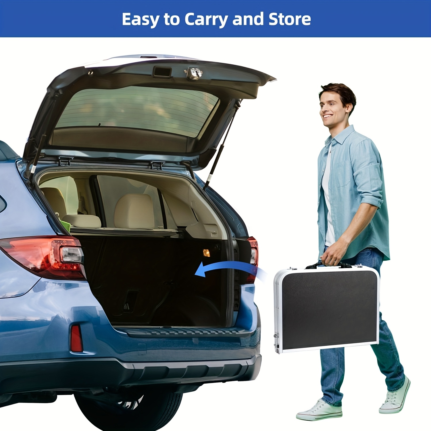 Portable Aluminum Folding Camping Table - Adjustable Height Lightweight with Carry Handle, Compact Foldable Design & Sturdy Legs for Outdoor Cooking, Picnic, Beach, Camp, Boat, Travel, Camping Table Foldable, Boat Table, Modern Slatted Top, Sturdy Construction